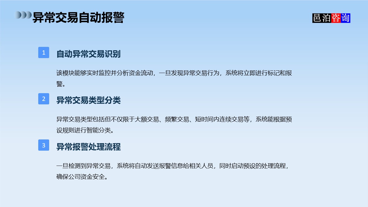 邑泊數(shù)字化智能化技術(shù)司庫資金管理軟件全解析異常交易自動報警