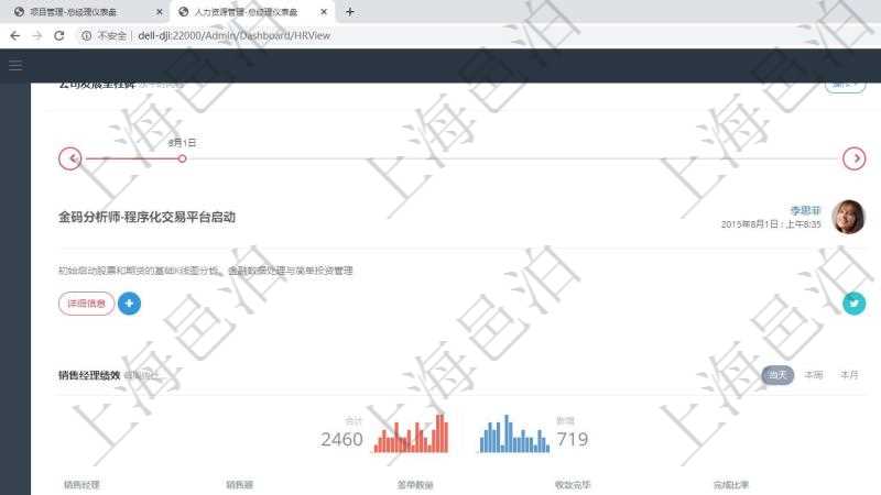 項(xiàng)目管理軟件人力資源管理總經(jīng)理儀表盤可以查看公司發(fā)展里程碑、公司事件時間線、銷售經(jīng)理業(yè)績統(tǒng)計(jì)、客戶支持情況、訂單統(tǒng)計(jì)及機(jī)房運(yùn)營統(tǒng)計(jì)。