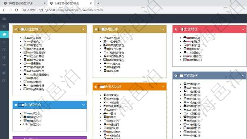 項目管理軟件倉庫管理總經(jīng)理儀表盤可以查看庫位容量進度表，包括每個倉庫不同庫柜類別已用容量進度條。