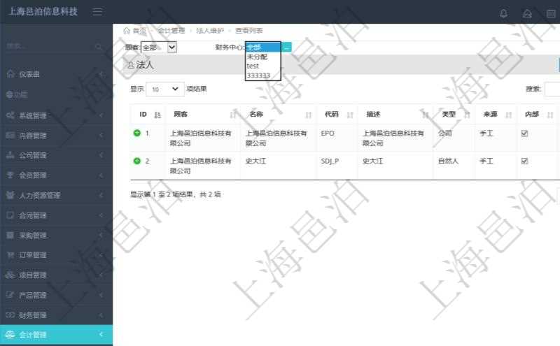 法人維護(hù)是項目管理軟件會計管理的一個功能。通過法人維護(hù)可以查詢到法人詳細(xì)信息，比如：法人名稱、代碼、描述、類型、來源、是否集團(tuán)內(nèi)部法人、法人財務(wù)中心等信息。