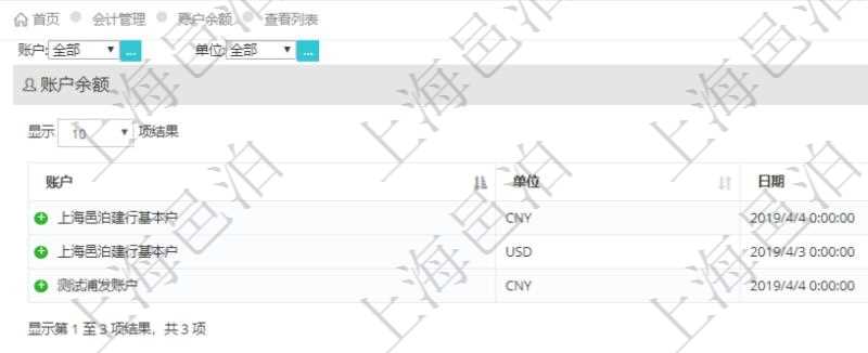 在項目管理軟件會計管理系統(tǒng)里，可通過查詢賬戶余額列表返回的信息有：賬戶名稱、貨幣單位、最后更新日期、余額數(shù)額。