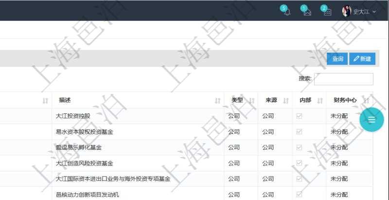在項目管理軟件會計管理模塊，查詢法人維護列表時返回的明細信息字段包括：法人名稱、法人代碼、法人描述、法人類型、來源、是否內部法人、法人財務中心等信息。