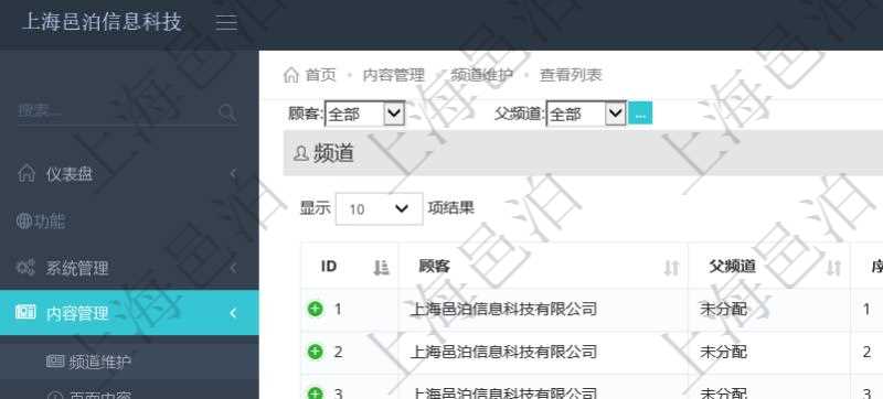 項(xiàng)目管理軟件的內(nèi)容管理集成了網(wǎng)站內(nèi)容發(fā)布模塊，可通過頻道維護(hù)內(nèi)容網(wǎng)站頁面的不同板塊。頻道維護(hù)列表查詢返回信息包括：父子頻道關(guān)系、序號(hào)、是否顯示還是隱藏、頻道名稱、首頁顯示內(nèi)容個(gè)數(shù)、首頁排序序號(hào)等。