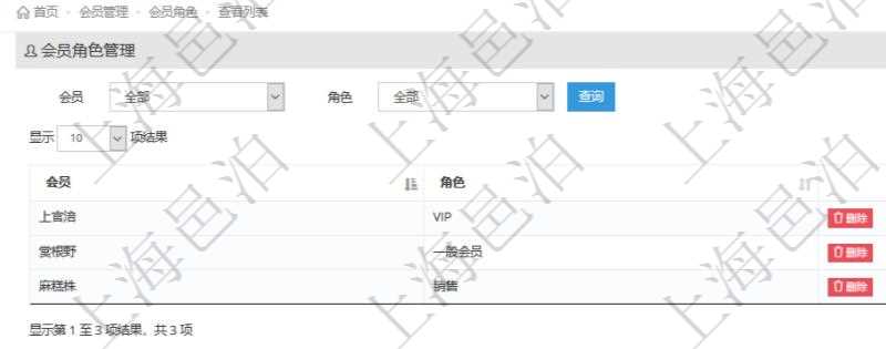 會(huì)員角色查詢可以返回會(huì)員的所有角色，及一種角色的所有會(huì)員。項(xiàng)目管理軟件會(huì)員管理系統(tǒng)通過(guò)會(huì)員角色可以將會(huì)員分類，分別賦予不同的業(yè)務(wù)功能執(zhí)行權(quán)限，默認(rèn)會(huì)員角色有VIP會(huì)員、一般會(huì)員、銷售代表。項(xiàng)目管理軟件通過(guò)定制服務(wù)，可以增加更多不同種類的會(huì)員角色。