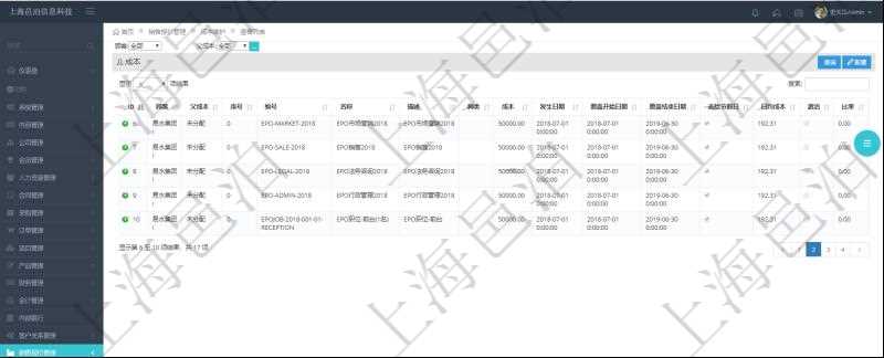 在項目管理軟件銷售報價管理系統(tǒng)查詢成本維護信息時返回：父成本、序號、成本編號、成本名稱、成本描述、種類、成本金額、發(fā)生日期、覆蓋開始日期、覆蓋結(jié)束日期、是否去除節(jié)假日、日均成本、激活狀態(tài)、激活比率等。