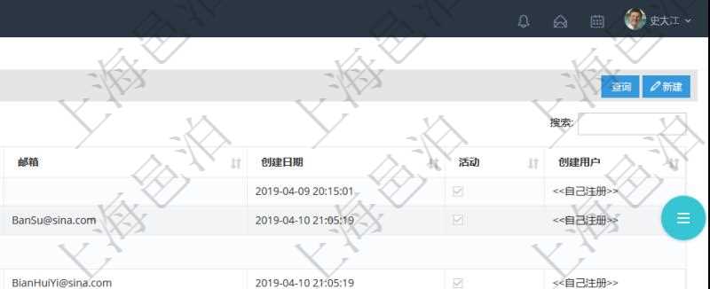 用戶管理查詢可以查到項目管理軟件中的用戶信息列表，包括：用戶登錄代碼、名稱、手機、電話、郵箱、創(chuàng)建日期、激活狀態(tài)等?？梢詫τ脩暨M行修改、查看、鎖定、解鎖、重置密碼和刪除等操作。
