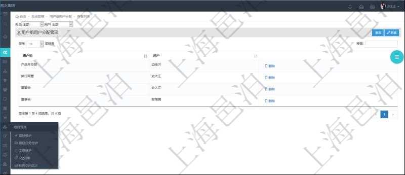 在用戶組用戶分配頁(yè)面，可以查詢到項(xiàng)目管理軟件中用戶組下所有的用戶及用戶分配到的所有用戶組。