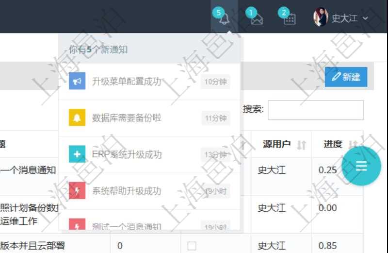 項(xiàng)目管理軟件使用用戶(hù)通知來(lái)實(shí)現(xiàn)系統(tǒng)與用戶(hù)之間的溝通，系統(tǒng)管理員可在用戶(hù)消息查詢(xún)頁(yè)面查詢(xún)得到所有用戶(hù)通知。
