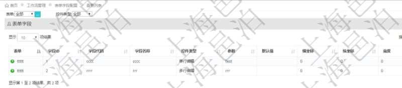 在項(xiàng)目管理軟件工作流管理系統(tǒng)查詢返回表單字段列表時(shí)返回的字段信息有：表單、字段ID、字段代碼、字段名稱、控件類型、參數(shù)、默認(rèn)值、橫坐標(biāo)、縱坐標(biāo)、寬度、高度等。