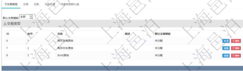 項(xiàng)目管理軟件會(huì)計(jì)管理模塊交易類型查詢還可以關(guān)聯(lián)查詢更多相關(guān)資料，比如子交易類型：序號(hào)、子交易類型名稱、描述、默認(rèn)交易模板。