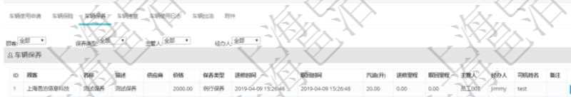 在項目管理軟件車輛管理系統(tǒng)查詢車輛信息還會返回關聯(lián)的車輛保養(yǎng)信息：名稱、描述、供應商、價格、保養(yǎng)類型、送修時間、取回時間、汽油、送修里程、取回里程、主管人、經辦人、司機姓名、備注。