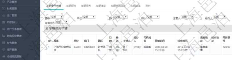 在項(xiàng)目管理軟件車輛管理系統(tǒng)查詢車輛信息還會返回關(guān)聯(lián)的車輛使用申請記錄：單位、部門、團(tuán)隊(duì)、目的、備注、主管人、經(jīng)辦人、司機(jī)姓名、開始時(shí)間、結(jié)束時(shí)間、出發(fā)地址、結(jié)束地址、預(yù)計(jì)里程、申請人、批準(zhǔn)人、申請時(shí)間、批準(zhǔn)時(shí)間、申請狀態(tài)。