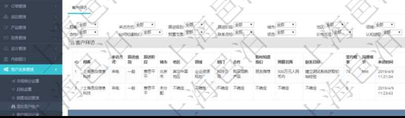 在項(xiàng)目管理軟件CRM客戶關(guān)系管理系統(tǒng)中，查看潛在客戶明細(xì)信息時(shí)可以查看的字段基本信息有：客戶名稱、客戶編號、客戶電話、實(shí)際客戶檔案、實(shí)際名稱、郵箱、地址、職業(yè)、性別、年齡、錄入用戶及創(chuàng)建時(shí)間。同時(shí)還可以查詢到關(guān)聯(lián)的客戶拜訪信息：來訪方式、跟進(jìn)級別、跟進(jìn)階段、城市、地區(qū)、領(lǐng)域、部門、合作方式、如何知道我們、預(yù)算范圍、聯(lián)系目標(biāo)、簽約概率、溝通細(xì)節(jié)、來訪時(shí)間、項(xiàng)目、價(jià)格反應(yīng)、認(rèn)值途徑。