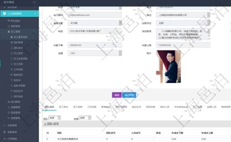 項目管理軟件人力資源管理模塊員工基本信息資料明細(xì)查詢除了包括姓名、代碼、描述、財務(wù)人、登錄賬戶、工號、性別、生日、入職日期、學(xué)歷、崗位、職稱、電話、傳真、電子郵件、單位、部門、直接主管、在職狀態(tài)、負(fù)責(zé)領(lǐng)域、標(biāo)簽、崗位職責(zé)、自我介紹、年薪下限、年薪上限、年成本、資源、照片等信息還可以關(guān)聯(lián)查詢更多相關(guān)資料。