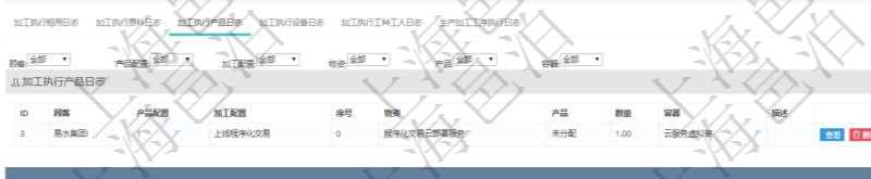 在項(xiàng)目管理軟件MES生產(chǎn)制造管理系統(tǒng)查詢加工執(zhí)行日志信息時(shí)，還返回了關(guān)聯(lián)的加工執(zhí)行產(chǎn)品日志：產(chǎn)品配置、加工配置、序號、物資、產(chǎn)品、數(shù)量、容器、描述。