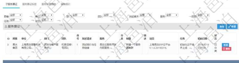 在項目管理軟件服務(wù)管理系統(tǒng)中查詢服務(wù)票證信息，不僅返回服務(wù)票證的基本信息字段，還會返回子服務(wù)票證信息：單位、部門、團隊、序號、發(fā)起請求、分類、標題、描述、項目、任務(wù)、初始日期、狀態(tài)。